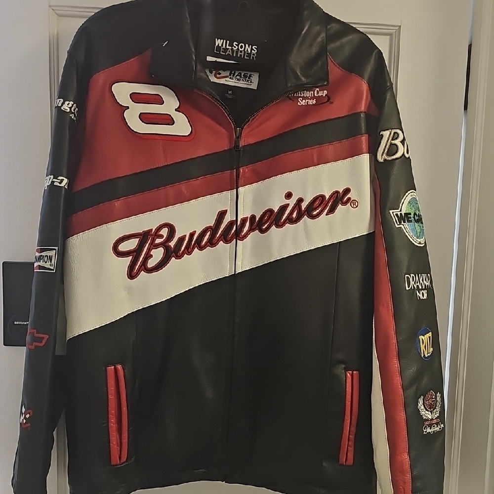 Budweiser Racing Leather Jacket - Black, Red, White